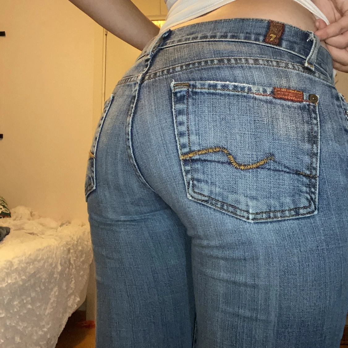 Lågmidjade 1/2 bootcut jeans