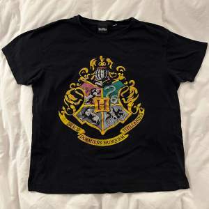 Hogwarts (Harry Potter) T-Shirt svart i storlek M, använd mycket men okej skick, inga skador, 