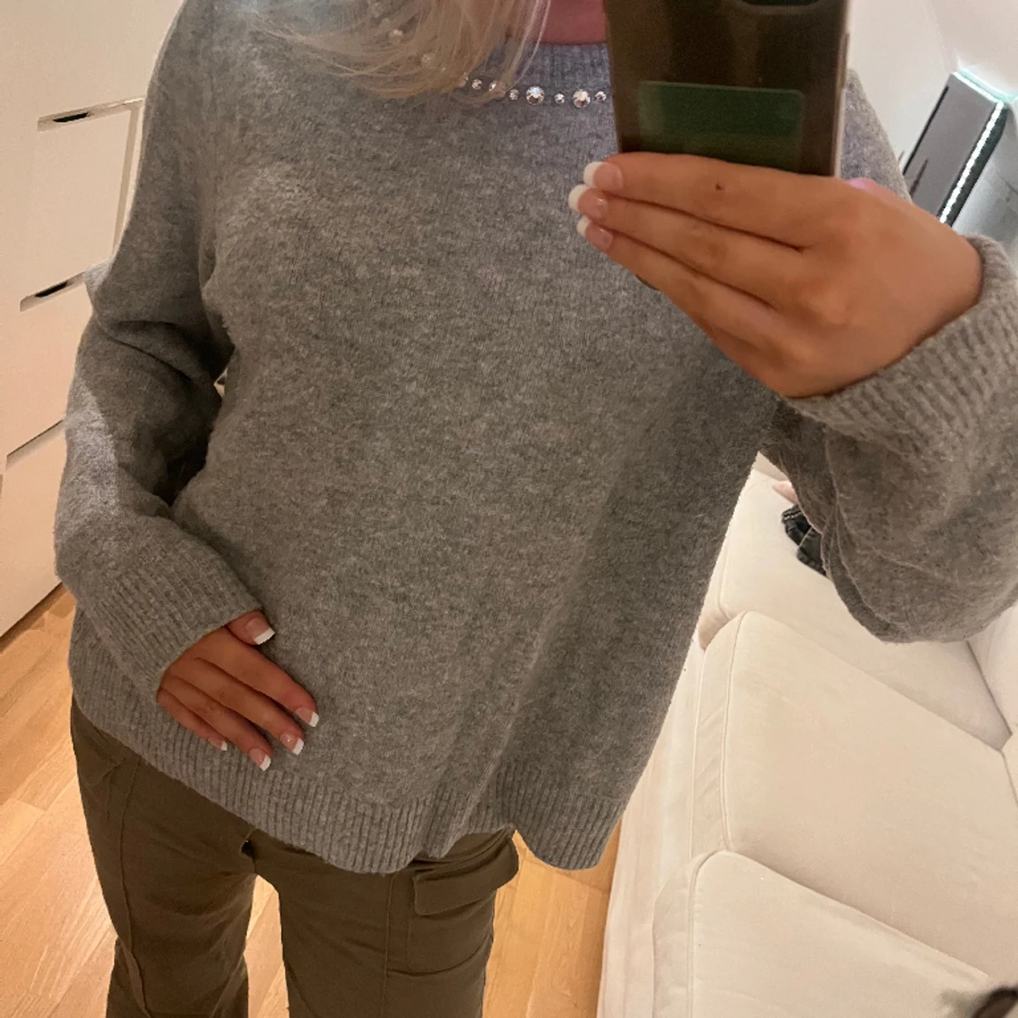 Stickad tröja grå - 90