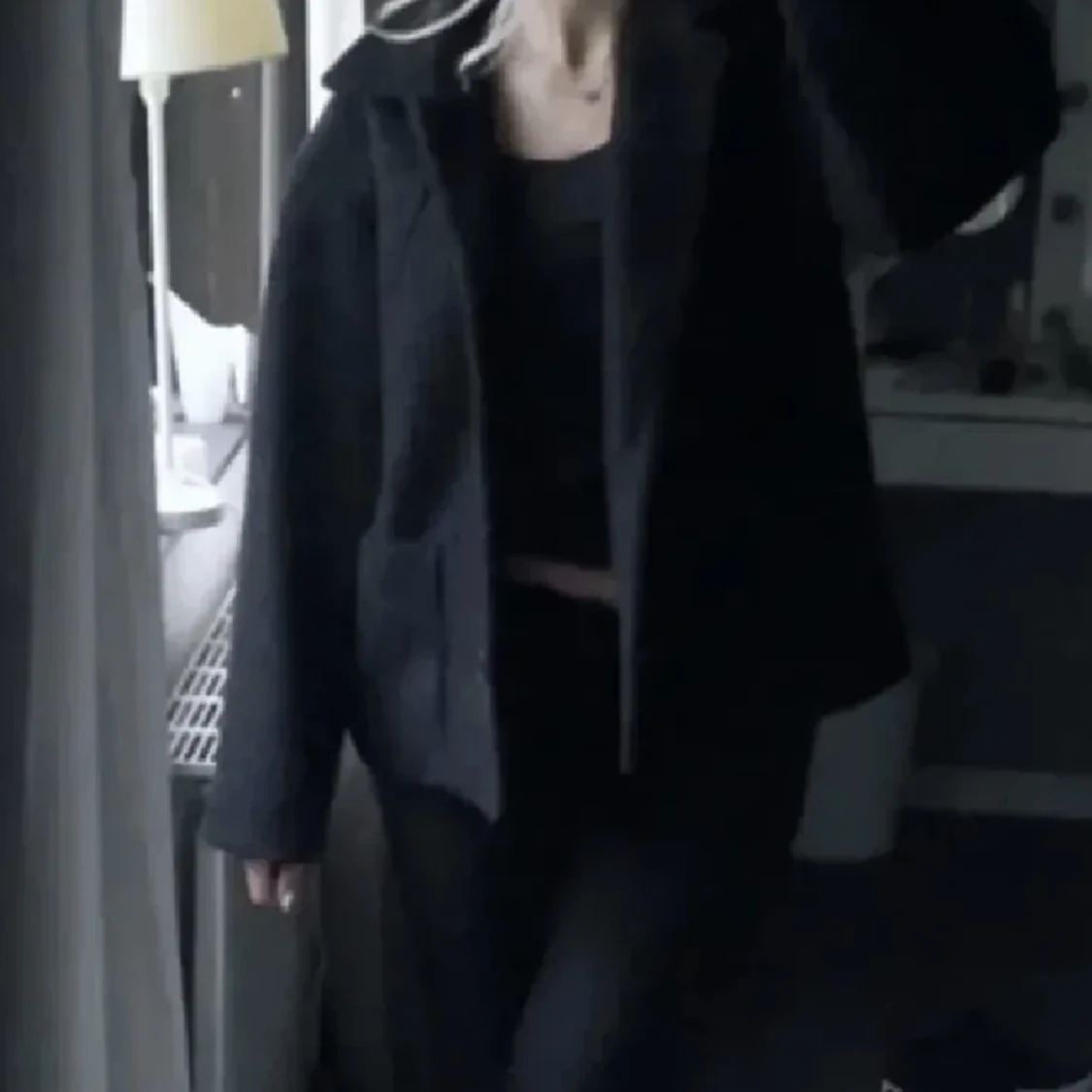 Svart kort kappa - 90