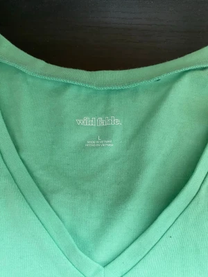 Mintgrön croppad t-shirt Wild Fable - Fräsch mintgrön croppad t-shirt från Wild Fable med v-ringning och korta ärmar. Perfekt för dig som gillar en enkel men trendig stil. Tillverkad i mjuk bomull som känns skön mot huden. Ny med prislapp. 