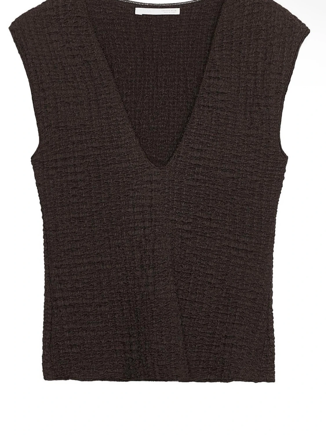 Brun ribbad ärmlös topp - 1