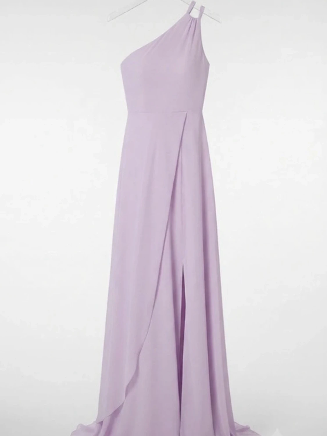 Ljuslila oneshoulder långklänning