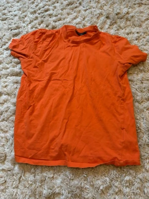 Orange basic t-shirt i bomull - En enkel orange t-shirt i mjuk bomull med klassisk passform och rund hals. Perfekt för en avslappnad stil och lätt att matcha med jeans eller shorts. T-shirten har korta ärmar och är helt enfärgad utan tryck eller mönster.