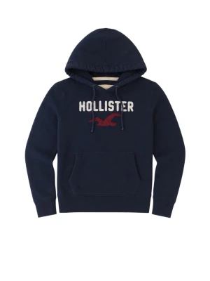Mörkblå hoodie från Hollister  ”sällsynt” - Mörkblå hoodie från Hollister med broderad logga och röd fågel på bröstet. Klassisk känguruficka framtill, dragsko i huvan och mjukt bomullsmaterial. Skick 9/10 inga defekter