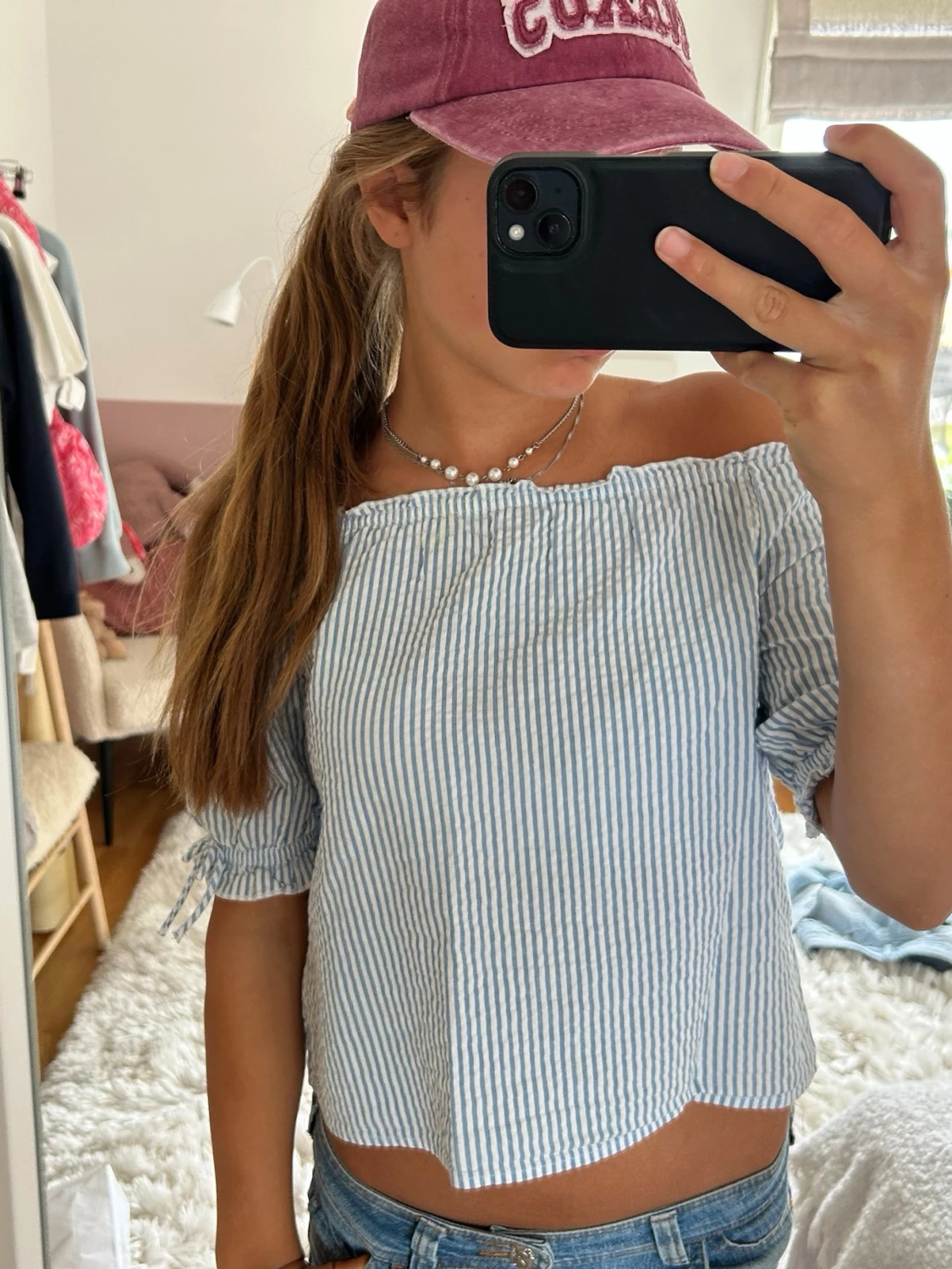 Randig off shoulder topp