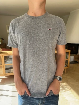 Hollister T-shirt grå herr  - Klassisk grå t-shirt från Hollister med den ikoniska mås-loggan på bröstet. Mjukt och skönt material, perfekt bassko i garderoben. Sitter riktigt snyggt! Skickas snabbt och smidigt! Skriv gärna vid frågor.#hollister #tshirt #hollistercalifornia #basplagg #herrkläder #vintedse #gråtshirt #casualstyle