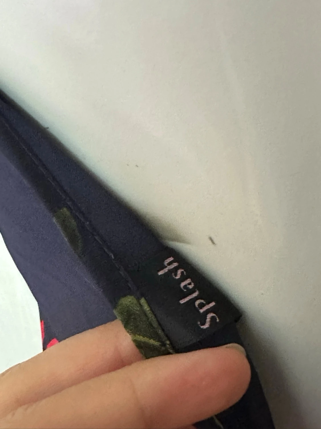 Mörkblå blommig linnetopp med spets - 4
