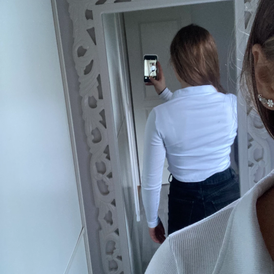 Vit ribbad tröja - 90