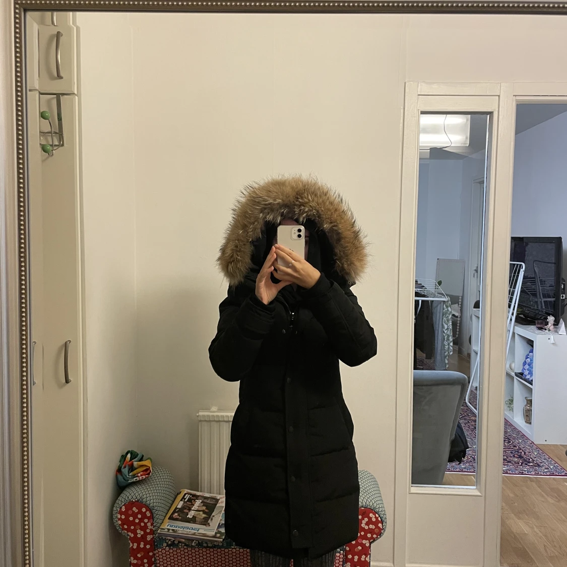 100% äkta pälsjacka i storlek M