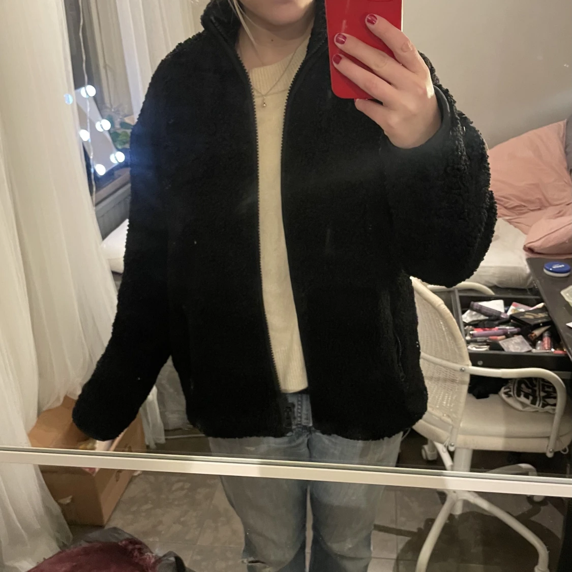 Svart teddyjacka 