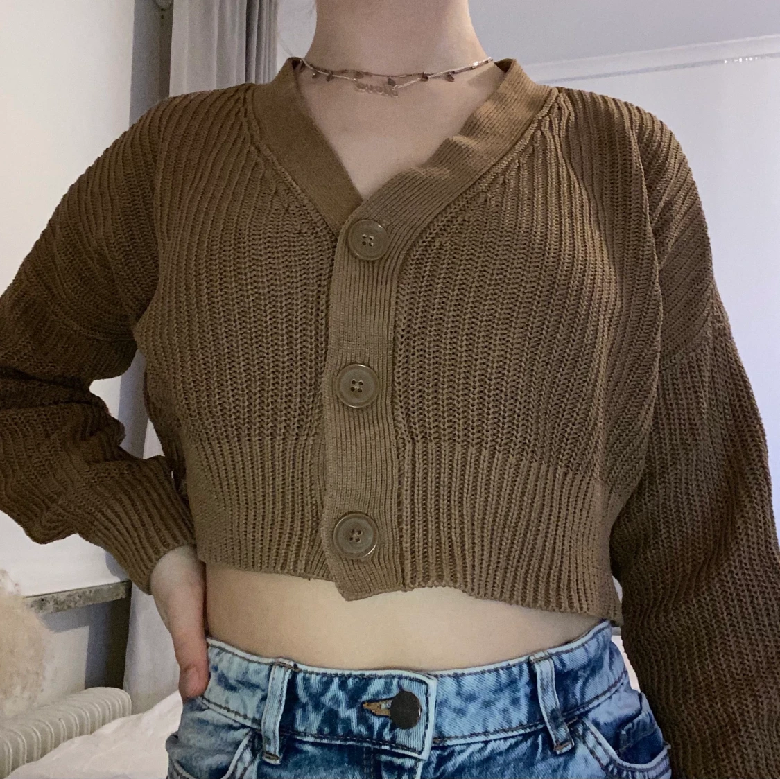 Brun stickad tröja, ONYL - 91