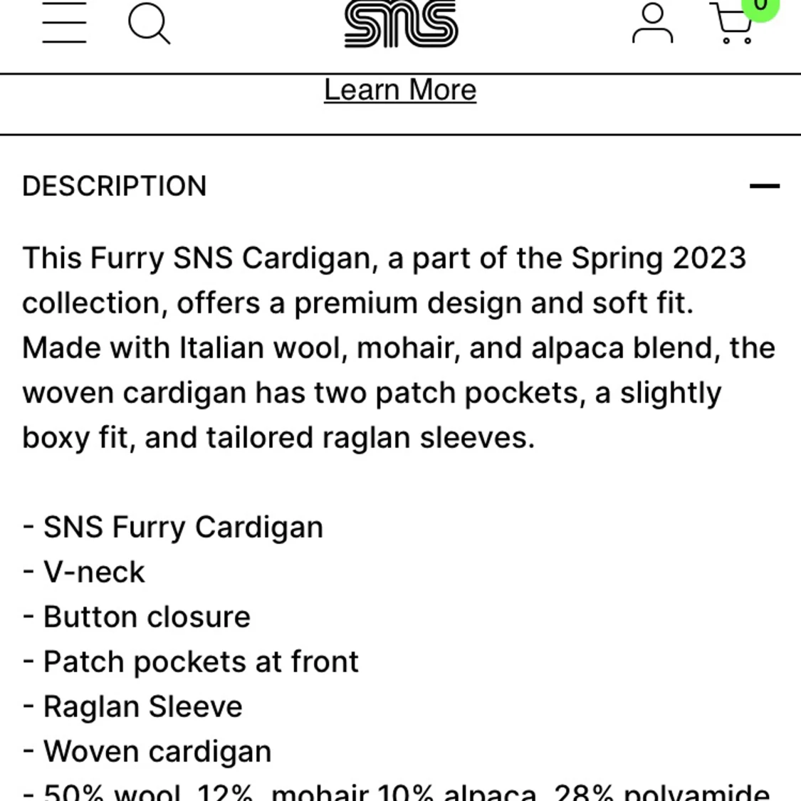 SNS furry kofta - mohair, alpaca, ull - 90