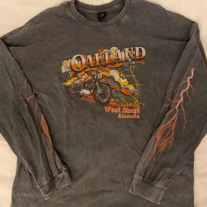 Urban Outfitters långärmad tröja  - Mörkgrå Urban Outfitters långärmad tröja med coolt tryck på framsidan och båda ärmarna. 