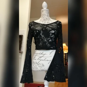 Crop Top från Banned Alternative - Jättefin crop top med trumpetärmar i spets, från Banned Alternative. Spetsen är något töjbar, mjuk och väldigt skön. Så snygg att matcha med en kjol eller ex flarebyxor!