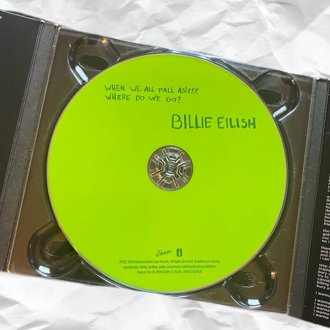 Billie eilish cd when we all fall asleep where do we go  - 90
