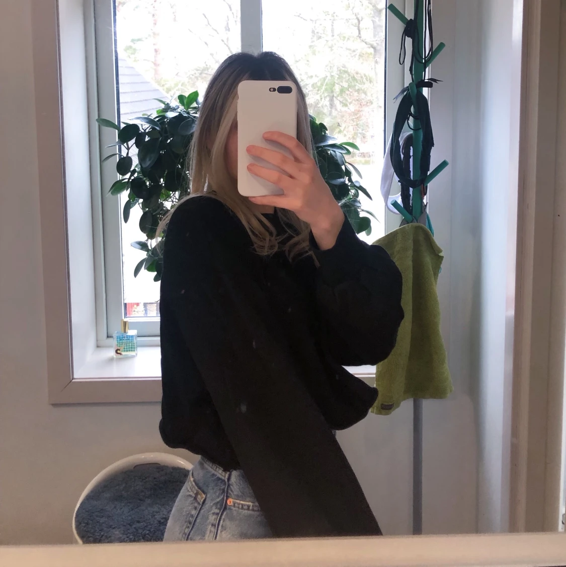 Svart croppad Sweatshirt  - 90