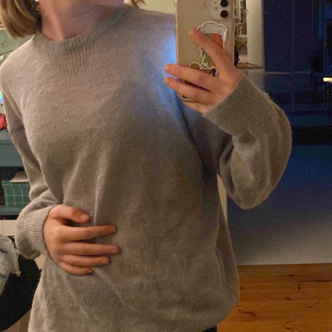 Genomskinlig grå stickad tröja