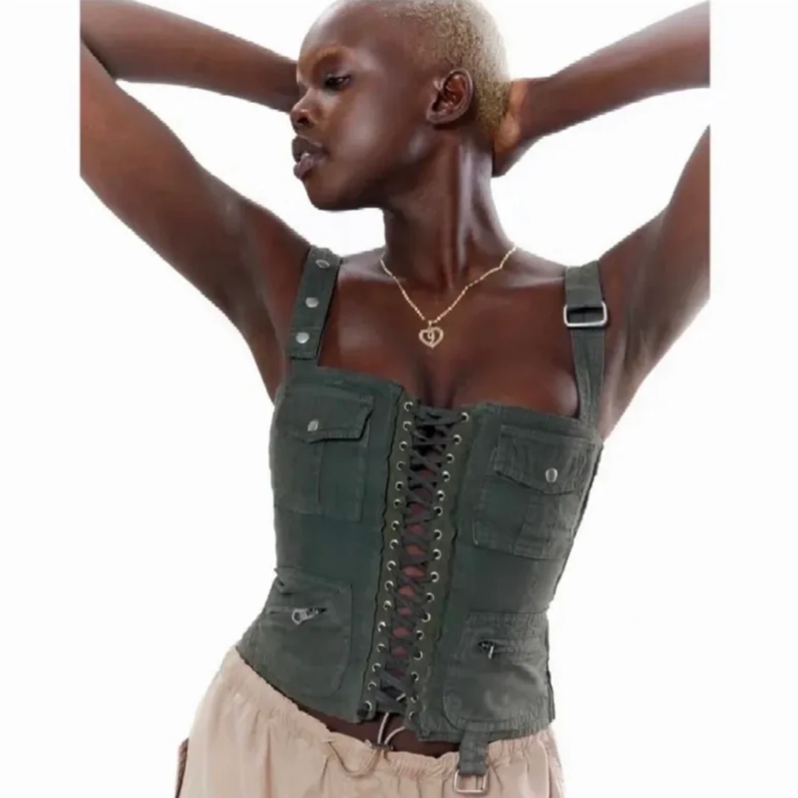 Mörkgrön cargo corset - 91