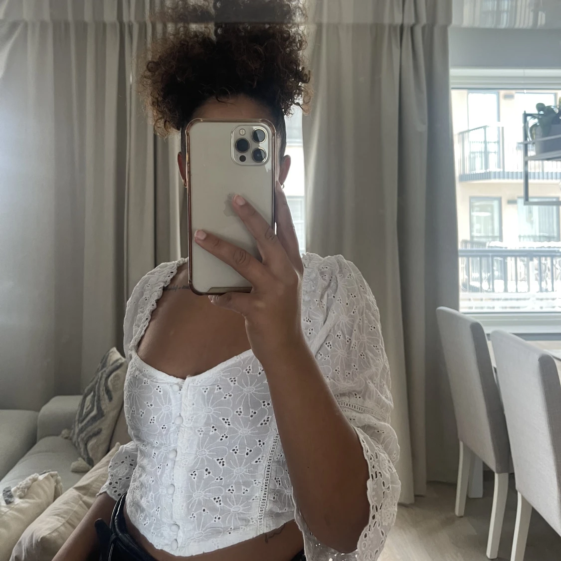 Vit spetstopp/blus  - 91