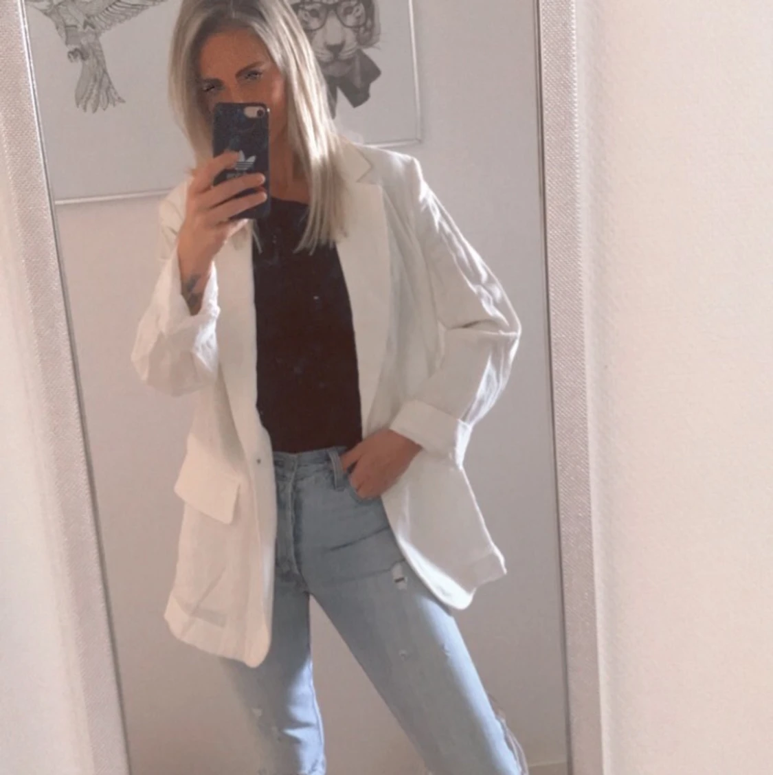 Vit linnekavaj blazer slutsåld hm