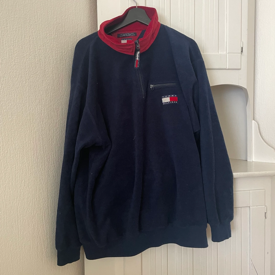 kofta med half zip, strl L