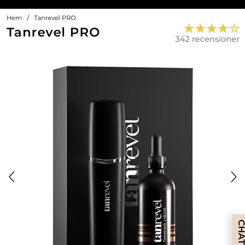 Säljer min Tanrevel PRO. Använd en gång. Ingår påfyllning av luxury dark. Övrigt.