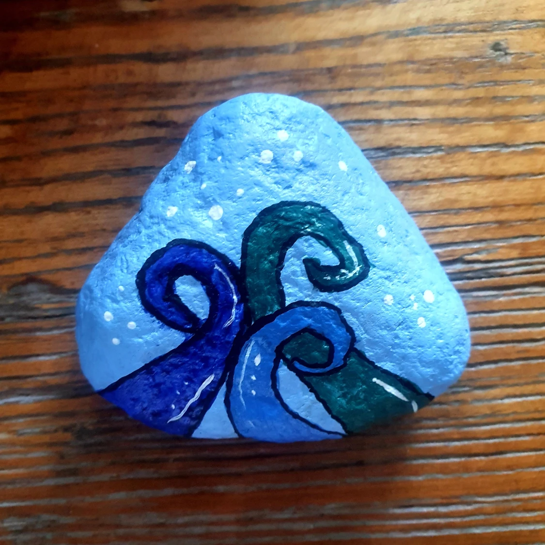 Målad sten - Vågor