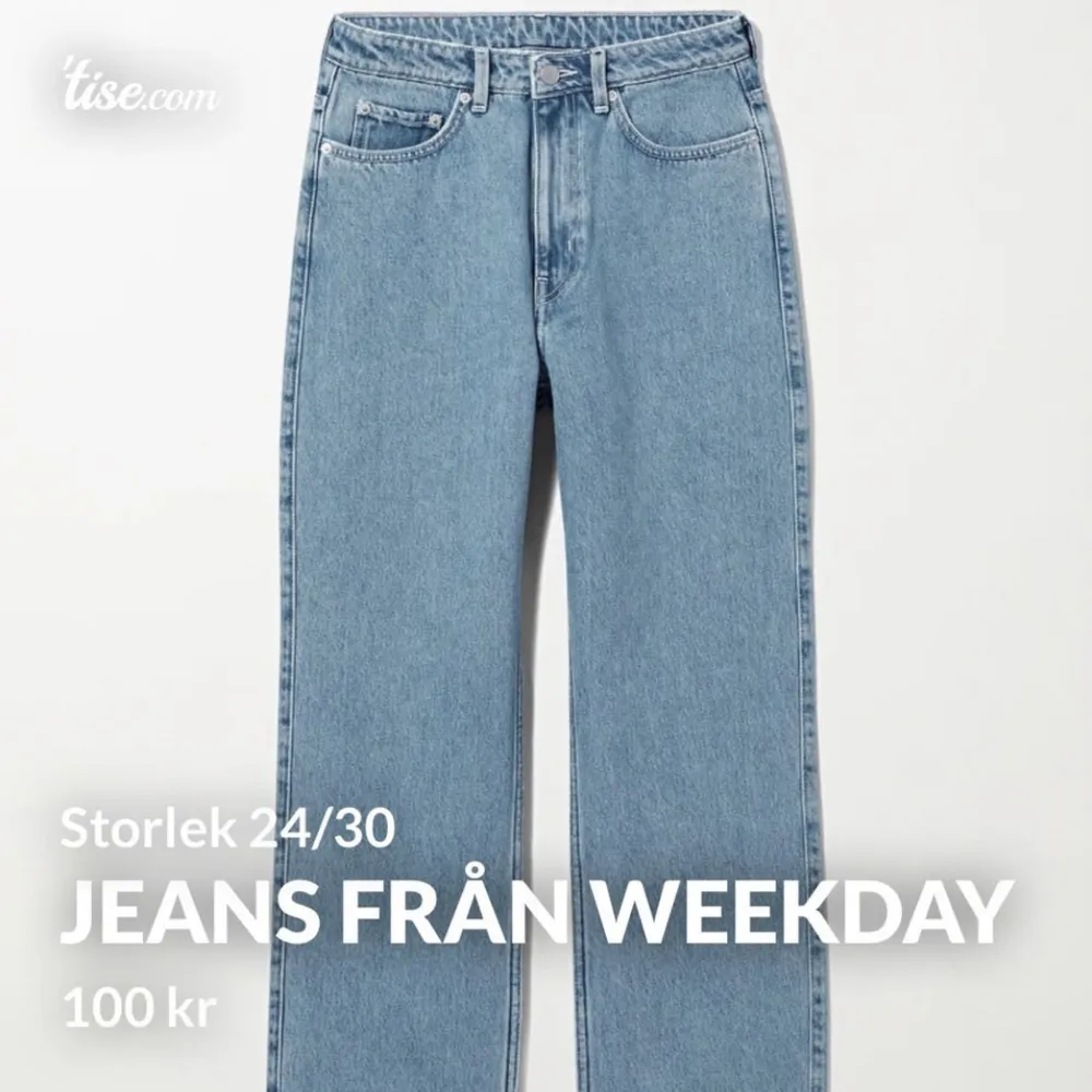 Säljer de här jeansen för 70kr+frakt🤍 storlek 24/30. Jeans & Byxor.