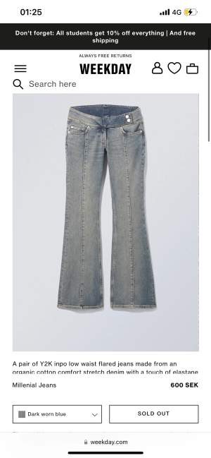 Säljer mina älskade jeans från weekday som är slutsålda!!! Storlek 23 och de är lite långa på mig som är 162!