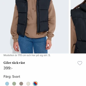 Svart gilet väst  - Säljer denna svarta västen från bikbok som är helt slutsålt i alla storlekar utom XL. Väldigt populär.  Min är en S och är helt ny. Aldrig använd. Lappen finns kvar. Säljer p.g.a att jag har dubbla och missade senaste inlämningsdagen. Köp direkt 399kr eller buda i kommentarerna från 350kr