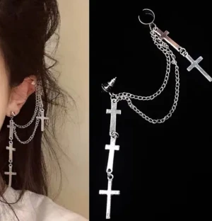 Fashion earrings  - Nytt mode funk Krus clip örhängen. Zinklägering coola smycken kedja örhängen metal.