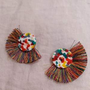 Funky Colorful Earrings With Fringe Detail. 40 EUR One Size