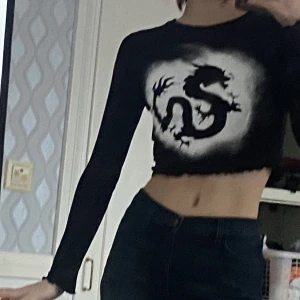 Weekday långärmad med draktryck - Tunnare långärmad tröja, material som liknar mesh. Töjbar/strechy. 