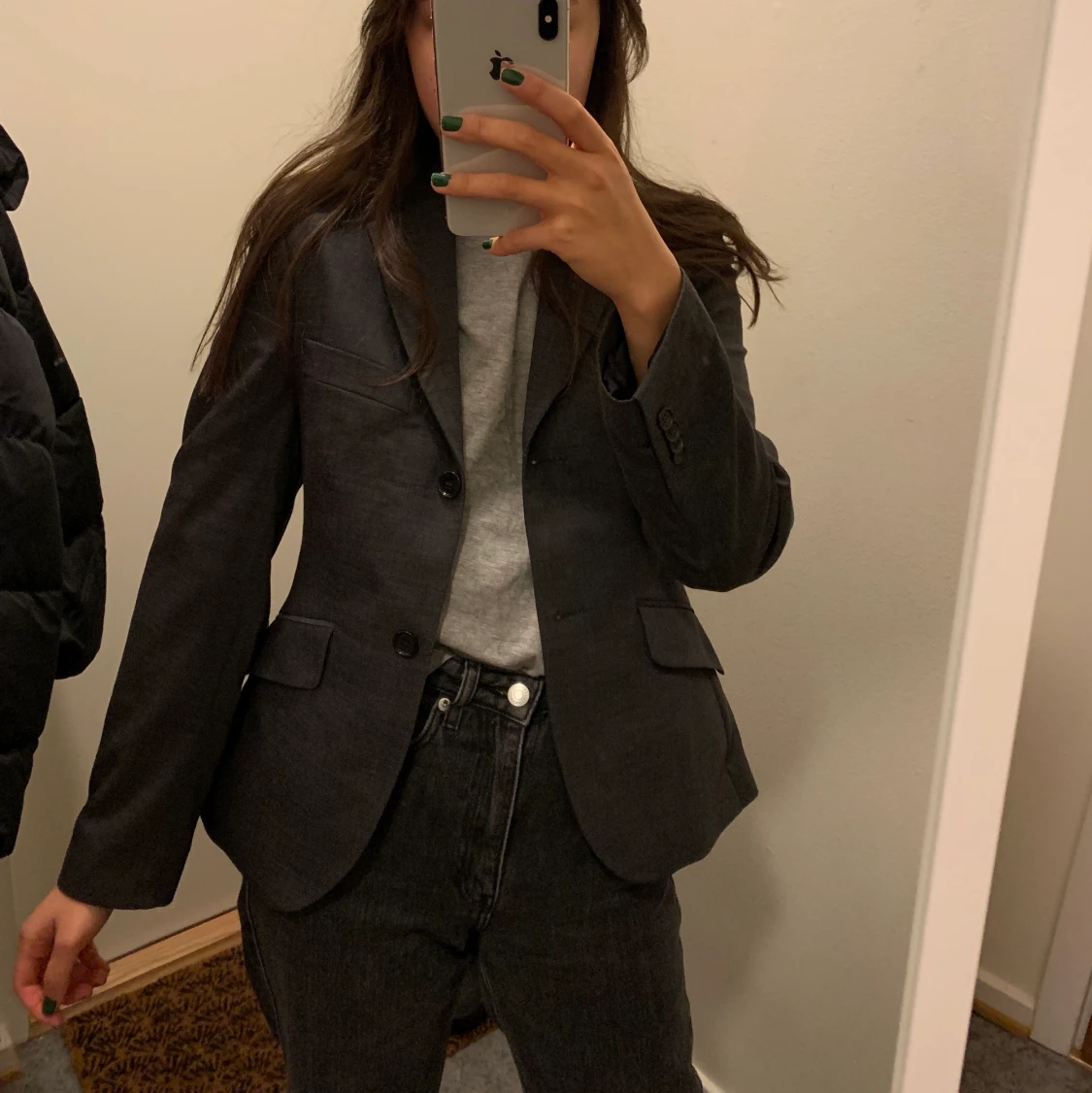 Grå kavaj/blazer XS/S 