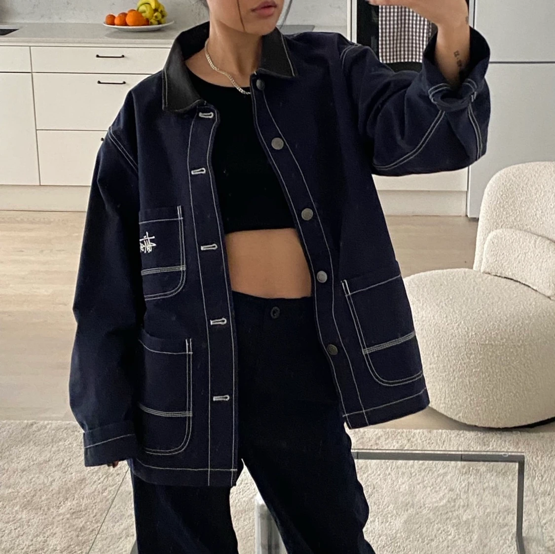 Stüssy brushed moleskin chore Jacket navy - 91