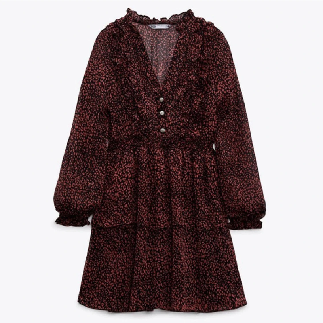 Röd leopardmönstrad klänning zara