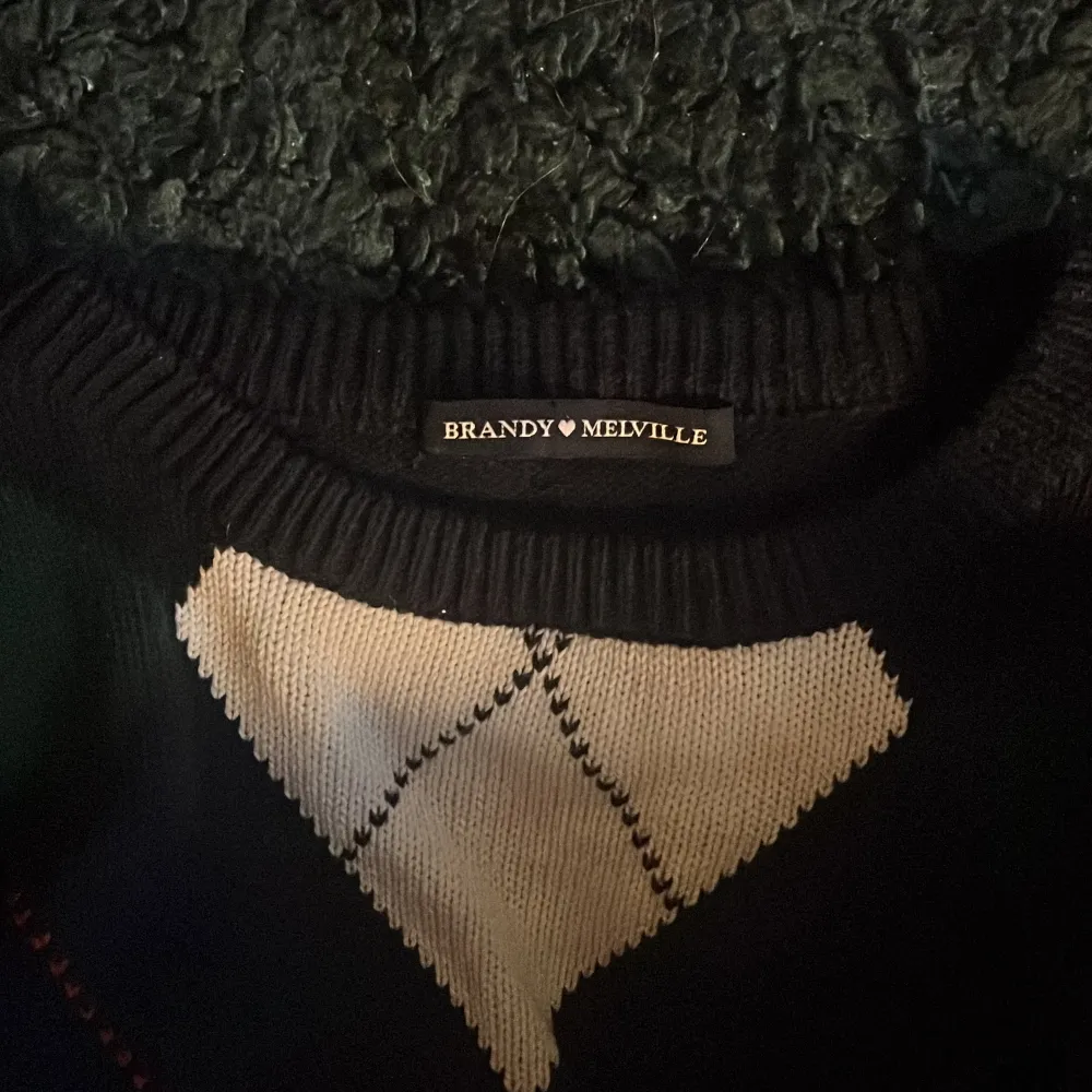 höstig argyle tröja från Brandy Melville! köpt för några år sen och är osäker om den finns kvar på hemsidan. Jättefin dock använder jag aldrig den därmed säljer 🪩🫧🙌. Stickat.