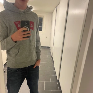 Grå hoodie från Levi's - Säljer en snygg grå hoodie från Levi's i storlek S. Passar perfekt nu till vintern, använd men i mycket bra skick! Jag är 178 cm på bilden.