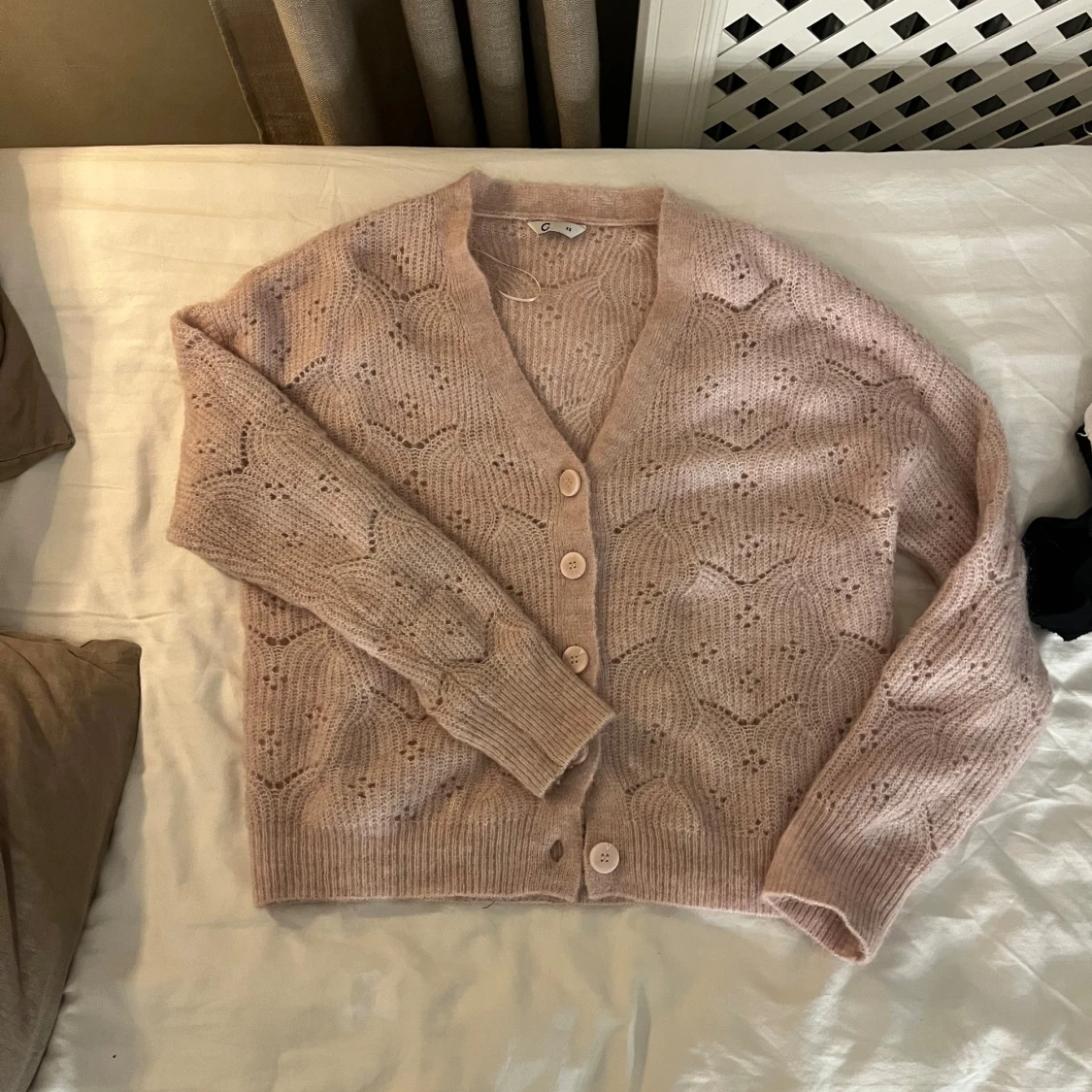 Rosa stickad kofta  - 90