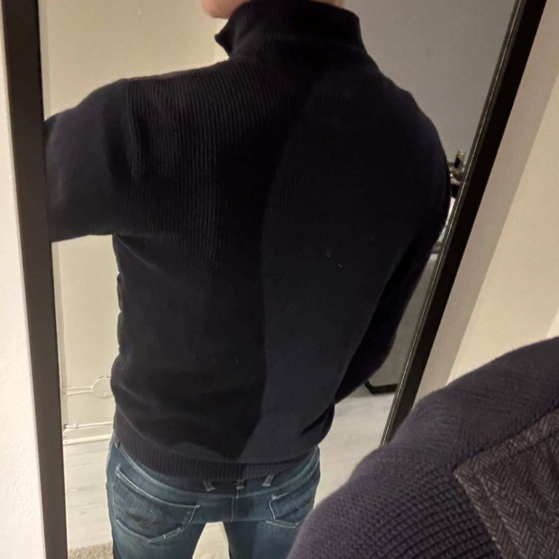 Blå quiltad cardigan - 91