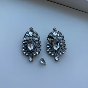Glittriga örhängen med stenar - Snygga glittriga örhängen med stora och små klara stenar i en elegant design. Perfekta för att ge en extra touch till din outfit. En sten har lossnat men kan enkelt fixas.