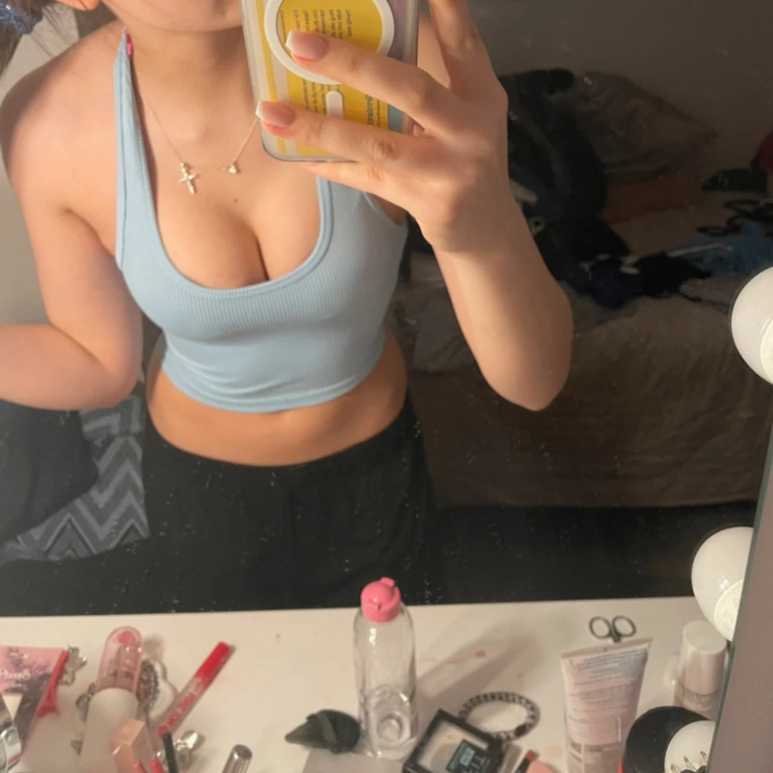 Ljusblå ribbad topp - 3