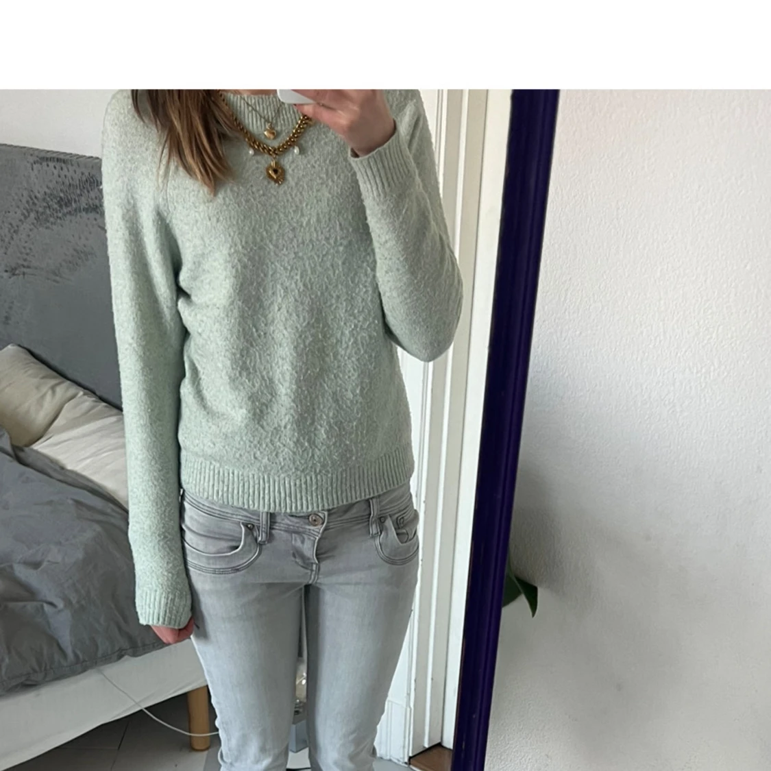 Ljusgrön stickad tröja