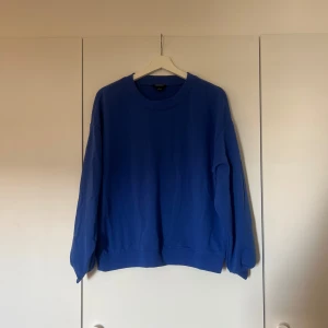 Blå tröja från H&M - Säljer en snygg blå tröja från monki. Den är perfekt för både vardag och chill. Tröjan har långa ärmar och en klassisk rund halsringning. Superbekväm och lätt att matcha med jeans eller joggers. Passar perfekt för höst och vår!