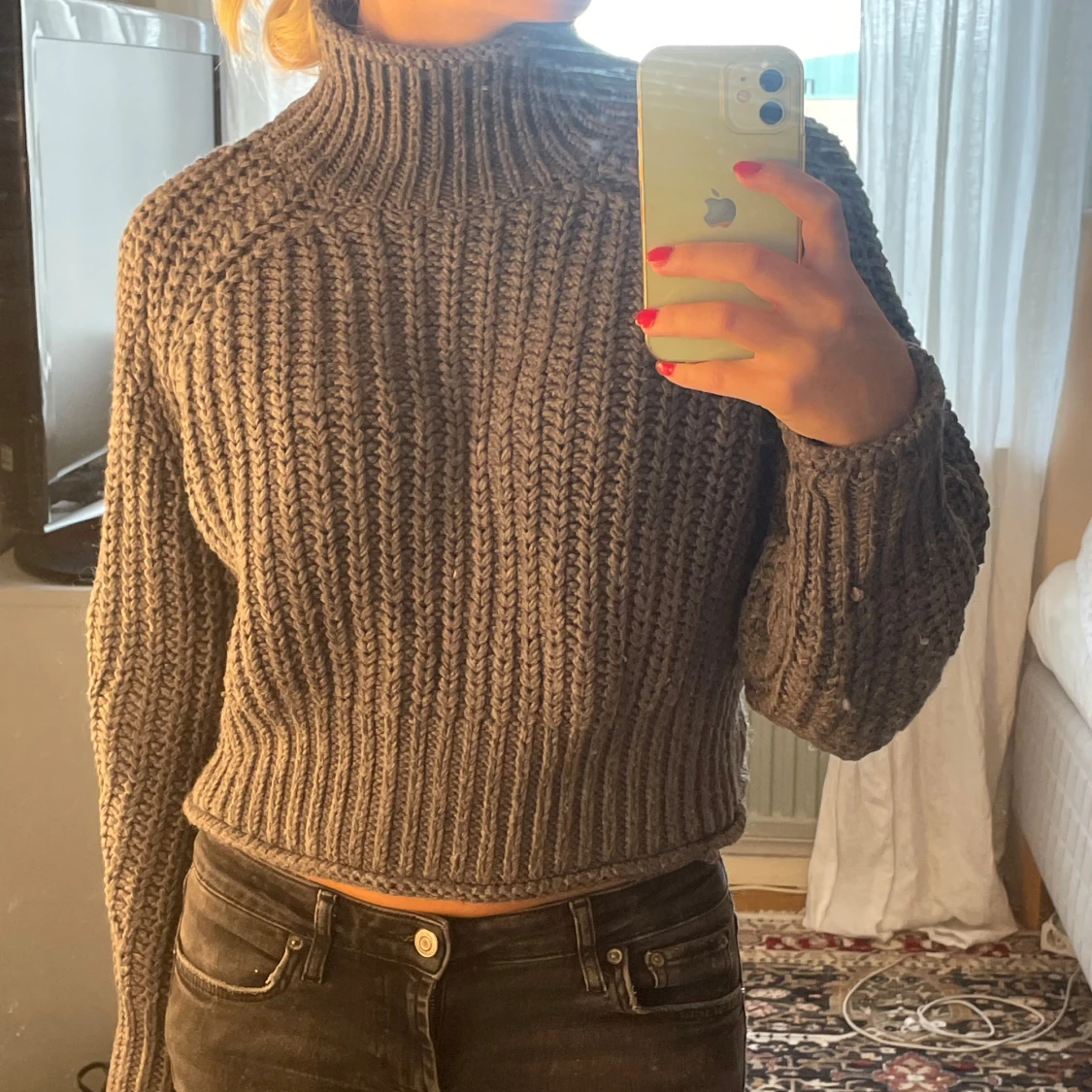 Croppad stickad tröja - 90