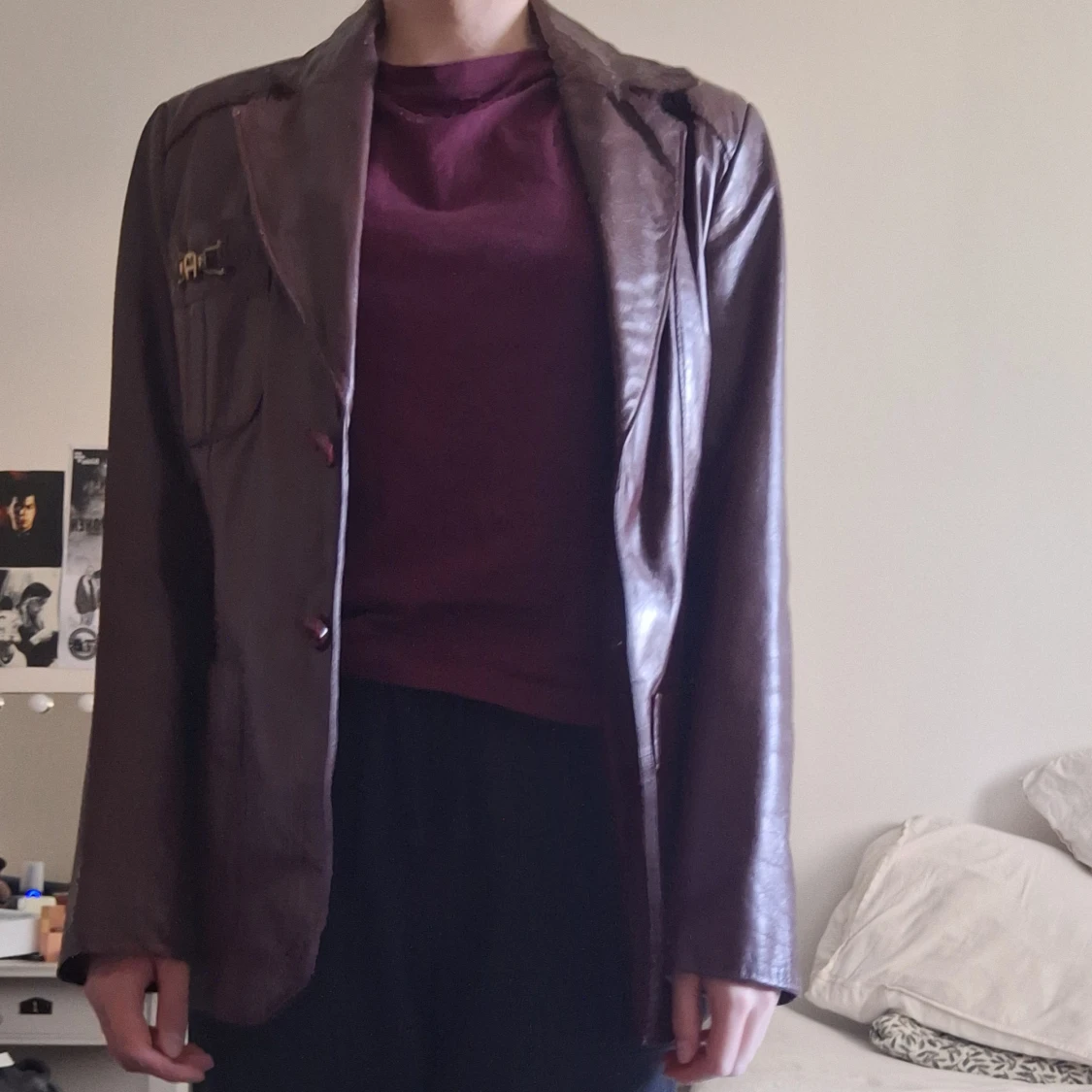 Vinröd skinn kavaj - 91