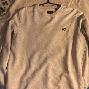 Grå tröja från Lyle & Scott - Säljer en stilren grå tröja från Lyle & Scott med deras ikoniska logga på bröstet. Tröjan har en klassisk passform med långa ärmar och ribbade muddar. Perfekt för en avslappnad look.
