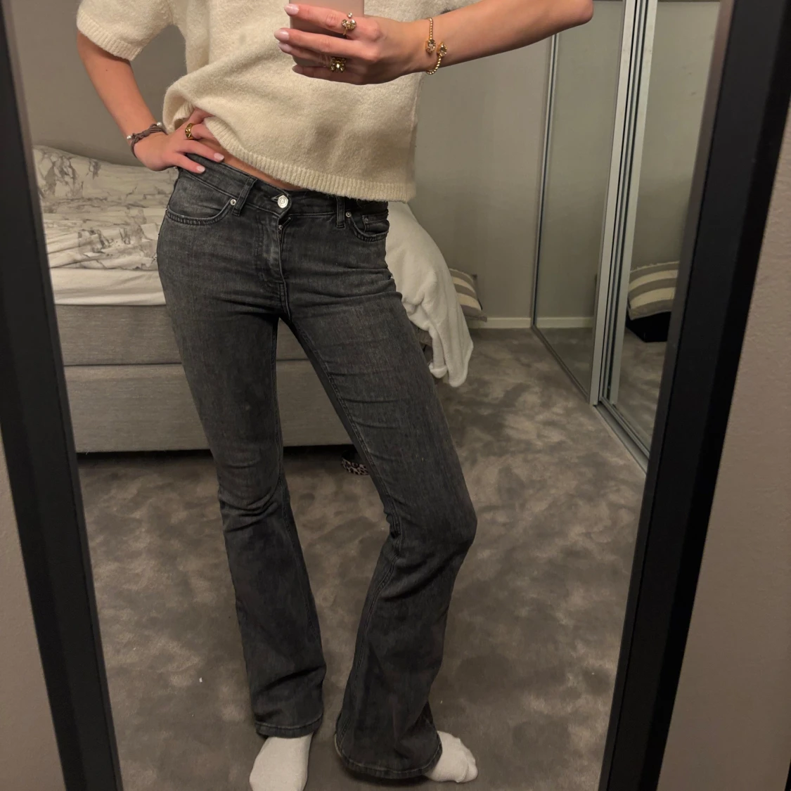 Grå/Svarta LOW Bootcut Jeans - 1