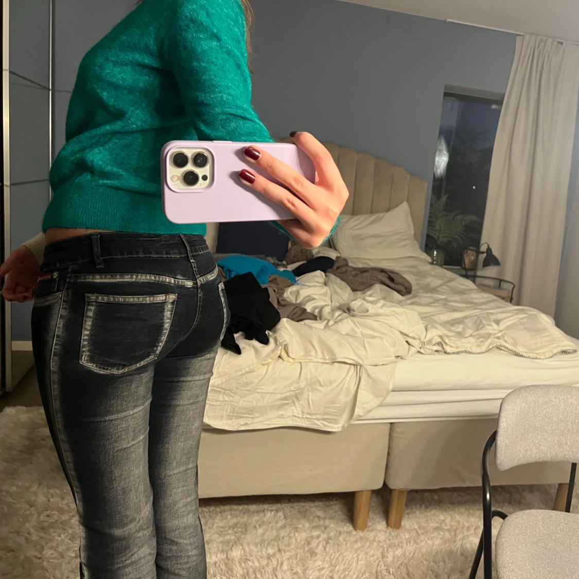 Mörkblå bootcut jeans - 90